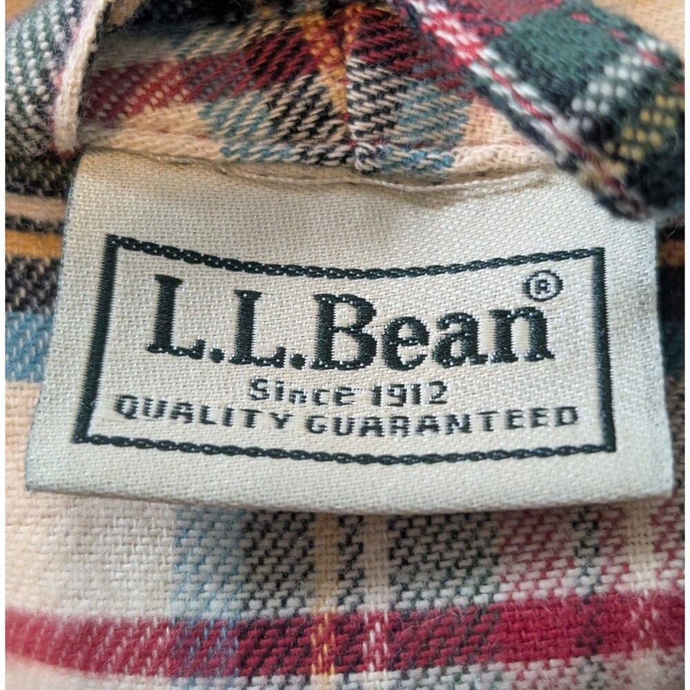 LL Bean Size L Robe Multicolor Tartan Plaid Flannel 100% Cotton Lounge *No Belt* - Picture 5 of 8